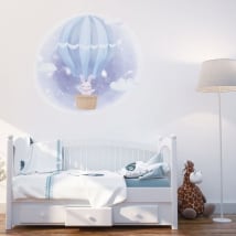 Vinyl and children's stickers rabbit on the balloon