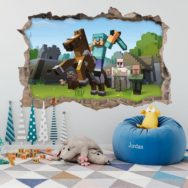 Effet 3D Gamer Inspired Minecraft Autocollant/autocollant mural de