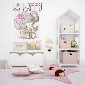 Vinyl and children's stickers animals be happy