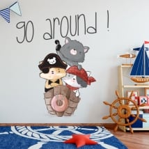 Vinyl and children's stickers animals on the boat