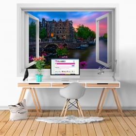 Vinyl walls cafe papeneiland amsterdam window 3d