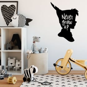 Vinyls and stickers for children peter pan with phrase in english