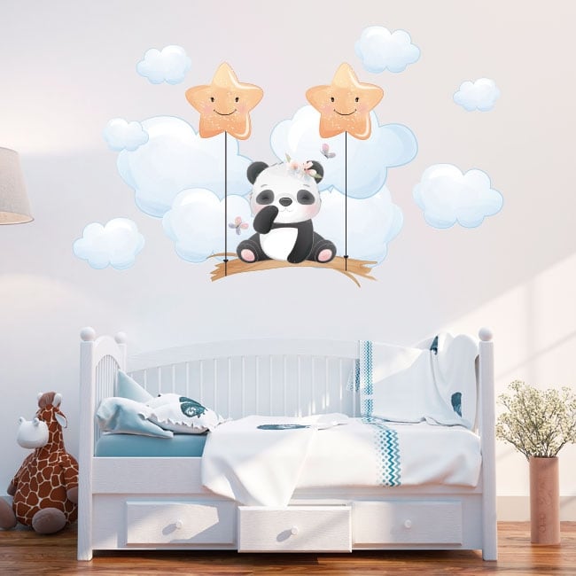 Vinyl And Stickers For Baby Panda Bear On The Swing Vinyl And Stickers For Baby Panda Bear On The Swing