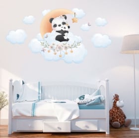 Vinyl and stickers for babies pandas on the moon