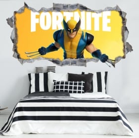Vinyl and stickers 3d hole wall wolverine fortnite