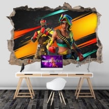 Adhesive vinyl 3d hole wall video game fortnite