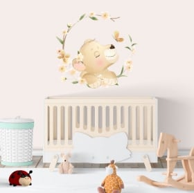Vinyl and wall stickers lion with flowers