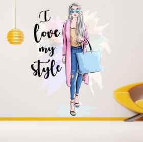 Vinyl stickers silhouette woman i love my style