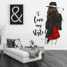 Vinyls woman silhouette with phrase i love my style