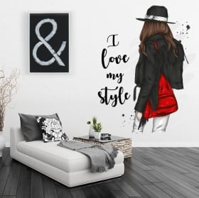 Vinyls woman silhouette with phrase i love my style