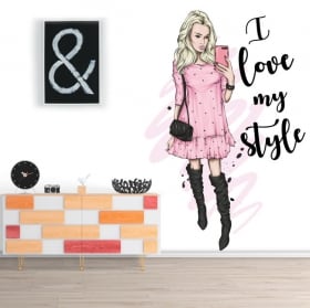 Vinyl stickers silhouette woman phrase i love my style