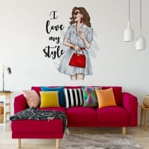 Vinyls and stickers woman with phrase i love my style