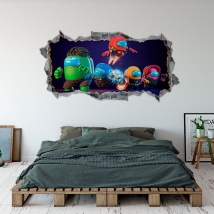 3d hole stickers among us