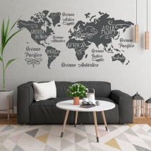 Vinyls world map oceans and continents