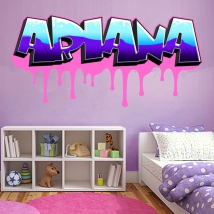 Personalized names stickers graffiti effect