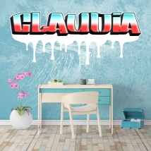 Custom name stickers with graffiti effect