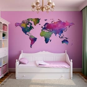 Colorful world map wall sticker