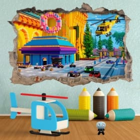 Vinyl hole wall 3d video game minecraft