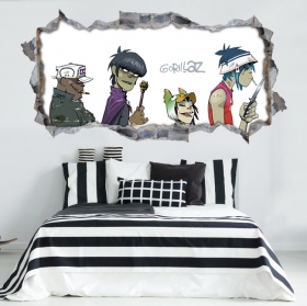 Decorative vinyl hole wall 3d gorillaz
