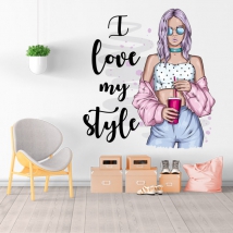 Decorative vinyl and stickers woman silhouette i love my style