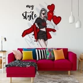 Vinyle d&eacute;coratif femme et phrase my style