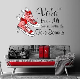 Vinyls shoes with phrase in catalan vola tan alt