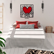 Vinyl and stickers illustration heart keith haring