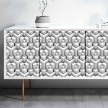 Vinyl cubes optical effect for furniture or cabinets