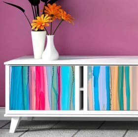 Vinyl decorate furniture or cabinets colored stripes