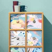 Vinyl furniture or cabinets illustration flowers and strokes