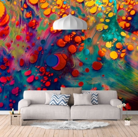 Wallpaper or mural decoration paints colorful spots