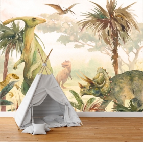 Wall mural or wallpaper dinosaurs in the jungle