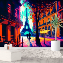 Wallpaper or mural modern illustration eiffel tower paris