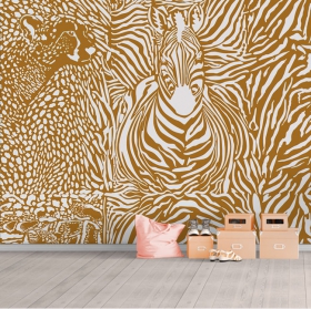 Wall mural or wallpaper illustration animals textures in modern monochrome