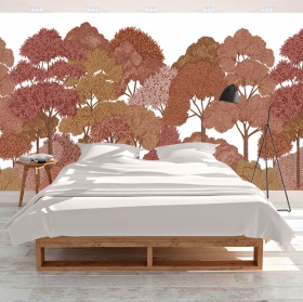 Wall mural or wallpaper illustration trees forest vintage landscape youth