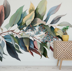 Wallpaper or mural watercolor illustration juvenile plant leaf