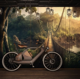 Wall mural or wallpaper bridge adventure in the jungle for children