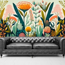 Wall mural or wallpaper illustration wild flowers