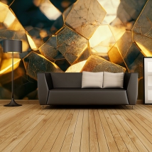 Wall mural or wallpaper gold metal texture