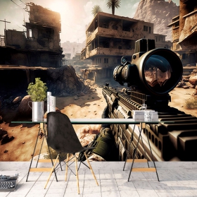 Wall mural or wallpaper video game first person