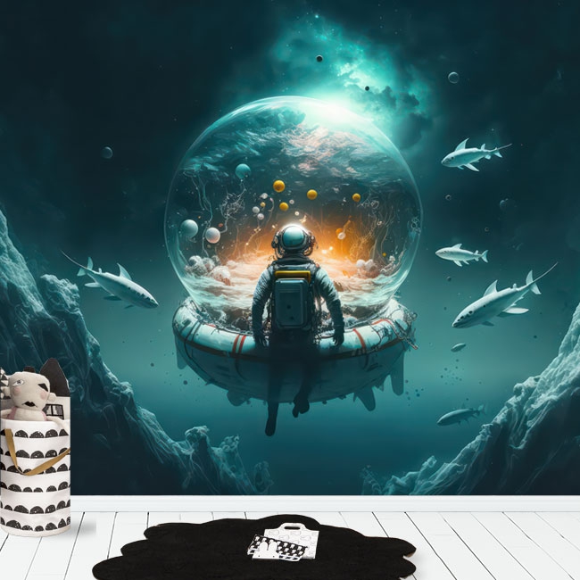 🥇 Wallpaper or wall mural science fiction astronaut fish scifi youth 🥇