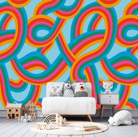 Intertwined rainbow wall mural or wallpaper