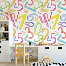 Wallpaper or mural children's drawing numbers