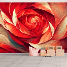 Wall mural or wallpaper artistic rose drawing in closeup
