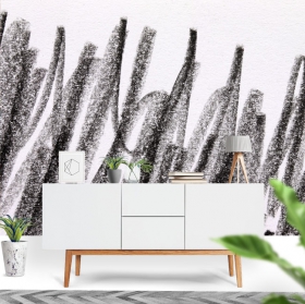 Wall mural or wallpaper abstract drawing black and white charcoal texture