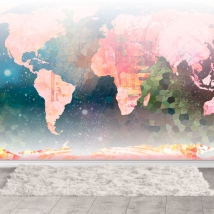 Modern technological style world map wallpaper or mural