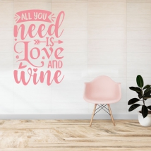 Vinyl phrase in english all you need is love and wine