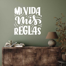  inspiring phrases like 'my life, my rules' in adhesive vinyl.