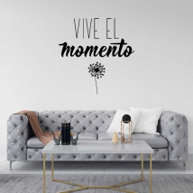 Decorative vinyls with the inspiring phrase "live the moment" 