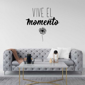 Decorative vinyls with the inspiring phrase "live the moment" 